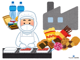 食品工場の製造ラインのイラスト